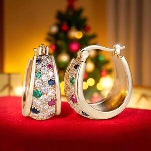 Elegant Gold Multicolor Hoop Earrings
